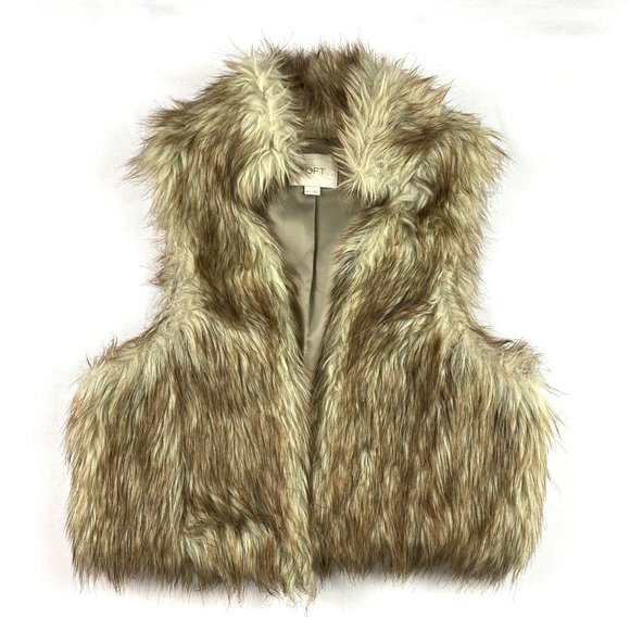 Ann Taylor Jackets & Blazers - Ann Taylor - Loft - Vintage Faux Fur Vest M L - Tan and Cream - Great Condition